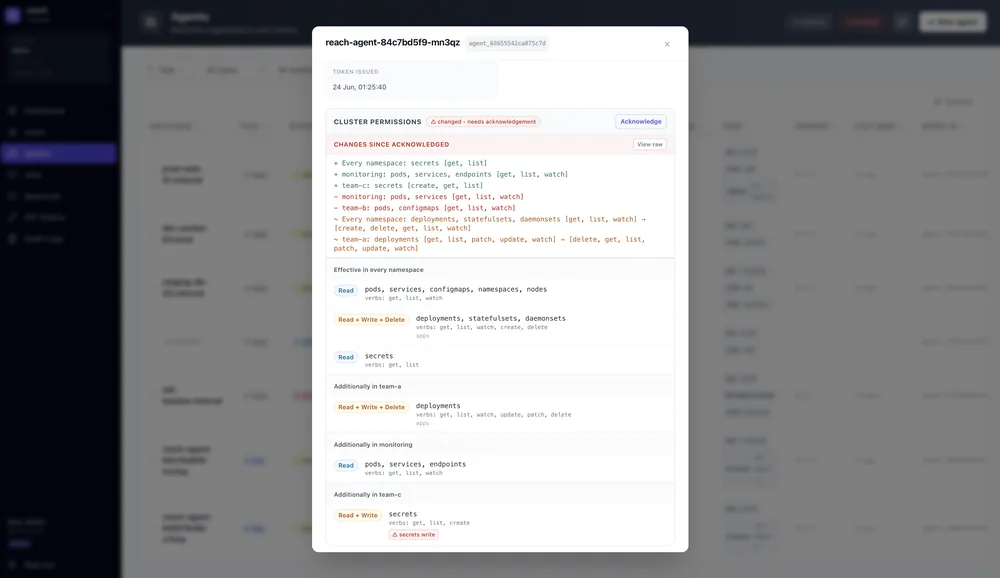 Reach console: cluster RBAC drift