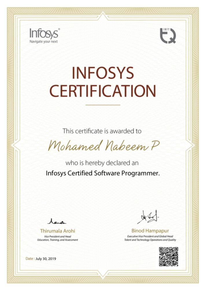 INFYTQ Certification